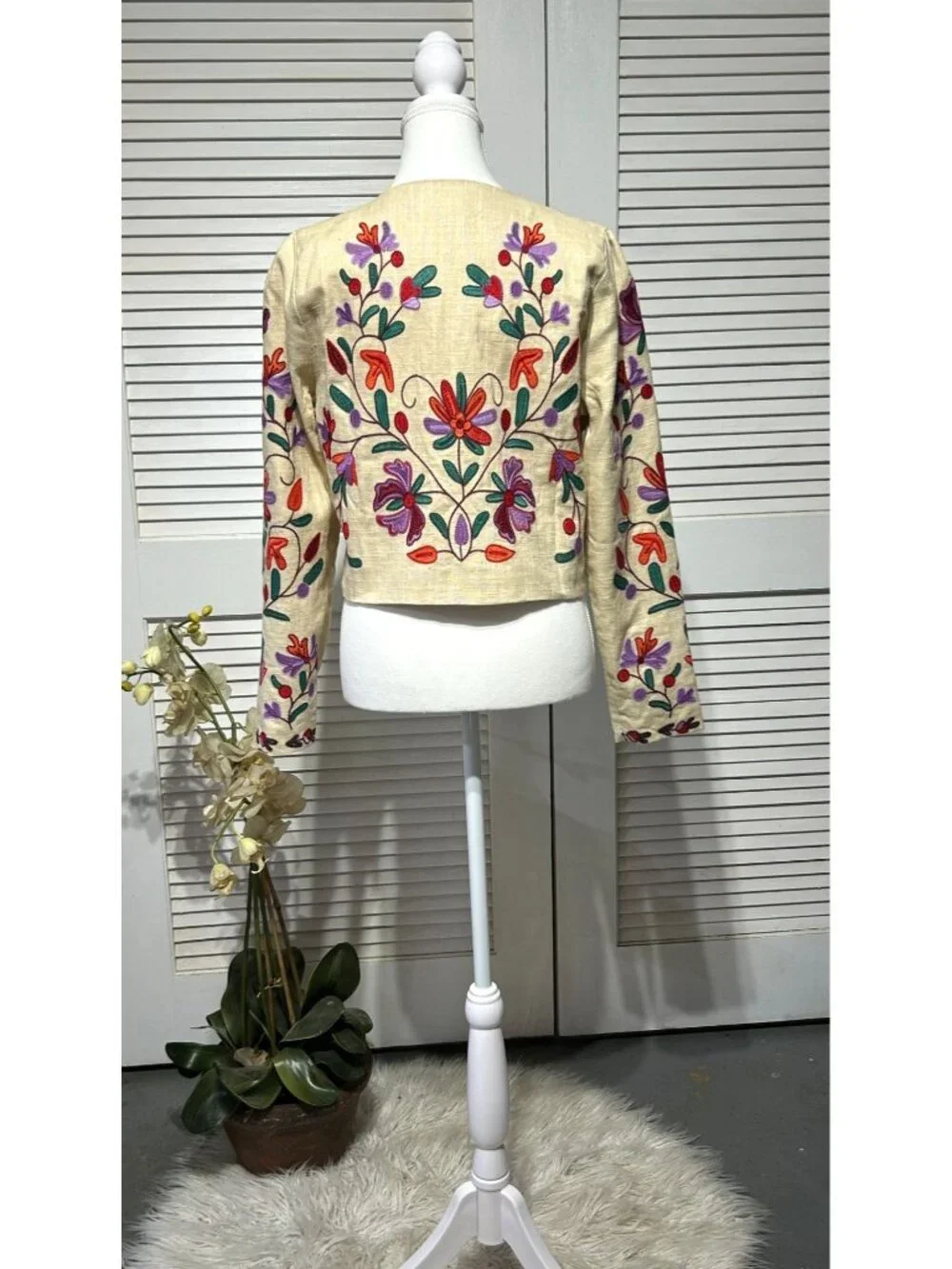 NWT Anthropologie Women's Floral Embroidered Dolan Linen Jacket Size S 3235 - Picture 10 of 16